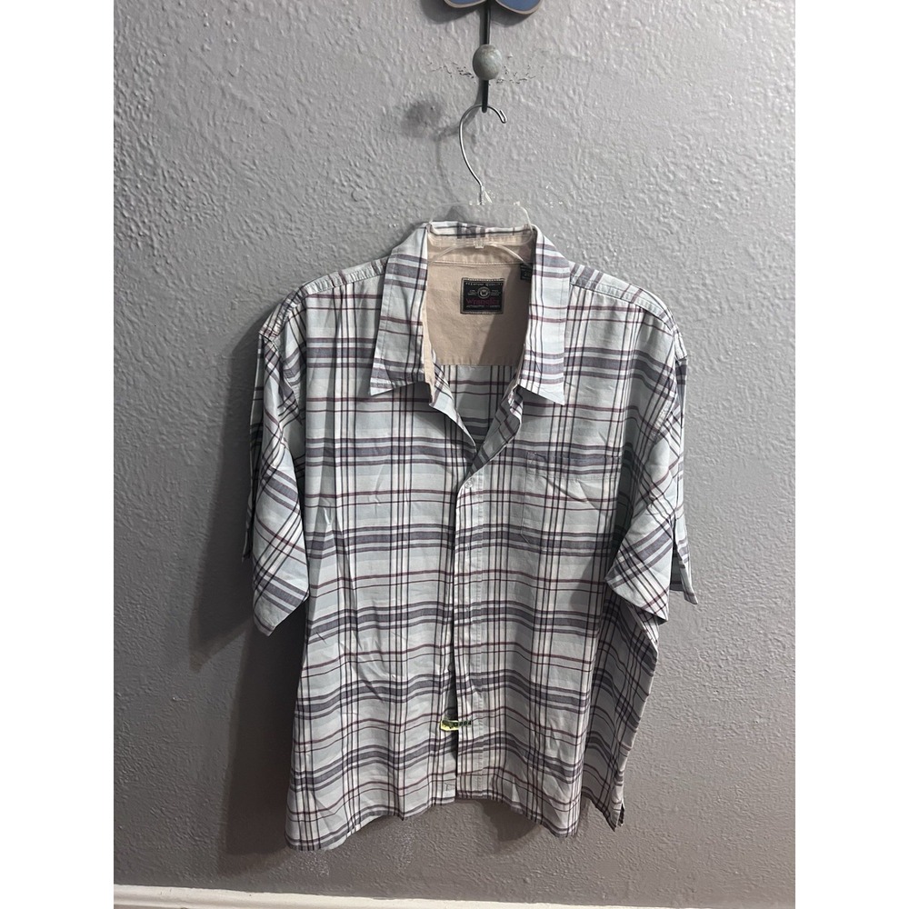 Wrangler Mens Shirt‎ Short Sleeve Button Up Blue  Plaid Size 2XL